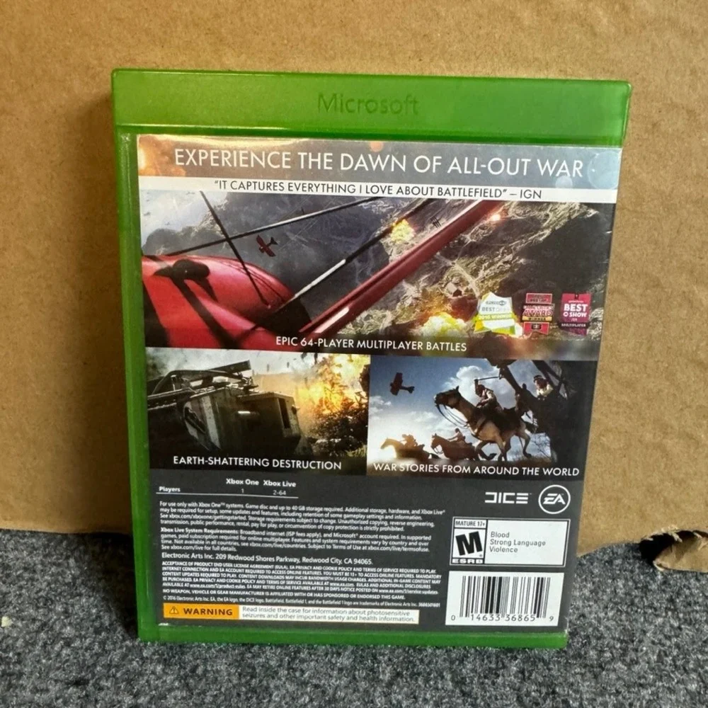 Battlefield 1 Microsoft Xbox One 2016 FPS Video Game DICE EA
